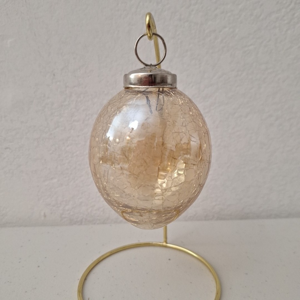 Vintage Kugle Style Mercury Crackle Glass Ball Christmas Gold Ornament 4", Heavy - Picture 3 of 16